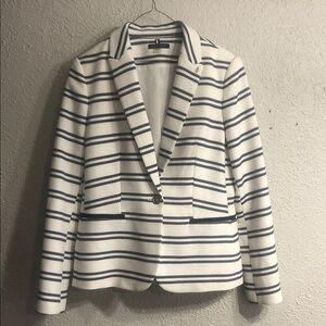 Tommy Hilfiger Navy and White Striped Blazer